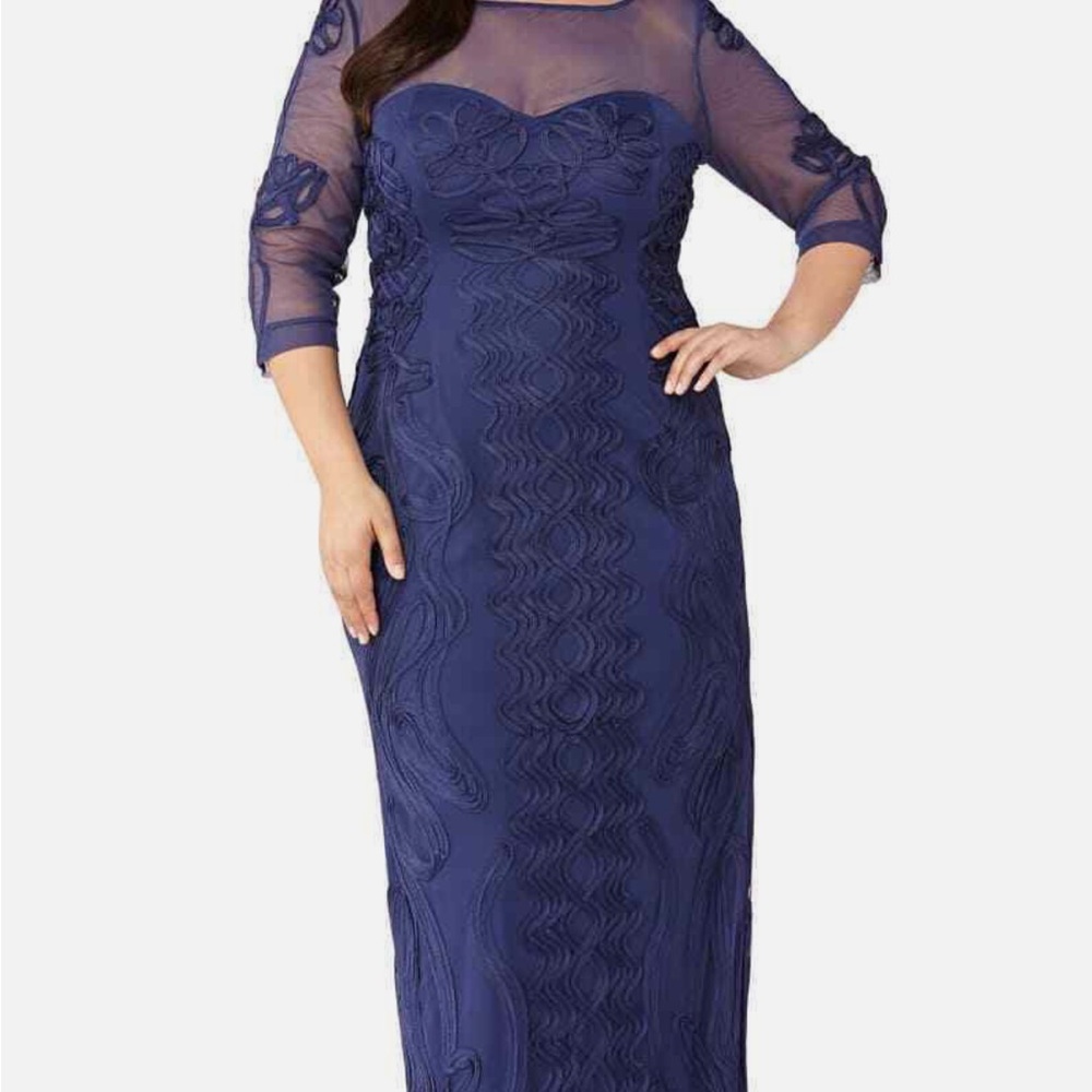 JS collections modern soutache 3/4 sleeves V-Back long dress - Picture 6 of 14